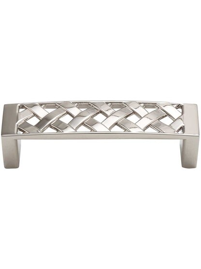 Lattice Cabinet Pull - 3 inch Center-to-Center in Polished Nickel.